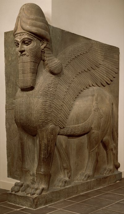 Human-headed winged lion (lamassu), c.883–859 BC by Neo Assyrian