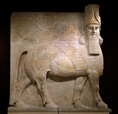 Winged Bull from Court VIII at the Palace of King Sargon II, Khorsabad, 721-705 BC by Neo Assyrian Neo Assyrian