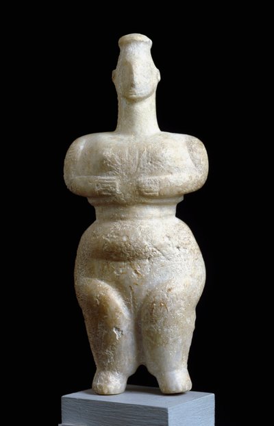 Greek Art: female statuette of Sparta. Marble sculpture by Neolithic Neolithic