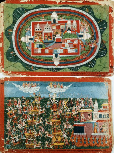Krishna Attacking the Impregnable Castle of Prag-jyoshita, to Recover the Ear-rings of Aditi by Nepalese School