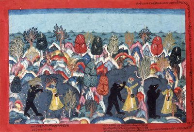 Krishna Fighting Jambavata, King of the Bears by Nepalese School