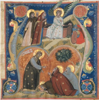 Manuscript Illumination with Scenes of Easter in an Initial A, from an Antiphonary by Neri da Rimini
