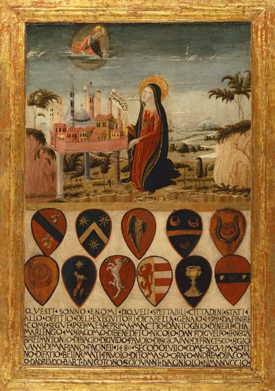 Virgin Mary Entrusting the City of Siena to Jesus by Neroccio di (1447 1500) Landi