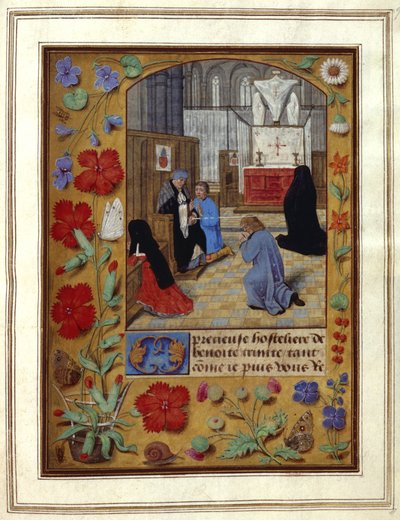Fasting and Praying in Church, illustration from a 