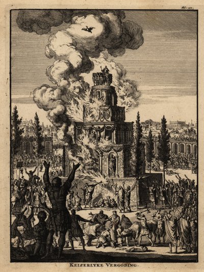 Five-story funeral pyre for a Roman Emperor in Rome by Netherlandish School