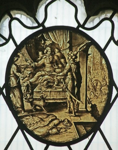 Roundel: King Ahasuerus with Haman (The Book of Esther) by Netherlandish School