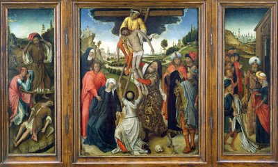 The Deposition, flanked by Adam and Eve Mourning Abel and Joseph