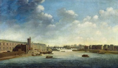 The Seine from the Barbier Bridge Upstream, the Louvre by Netherlandish School