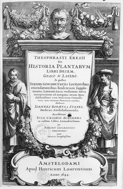 Titlepage of Historia Plantarum Libri Decem by Theophrastus, Published in Amsterdam in 1644 by Netherlandish School