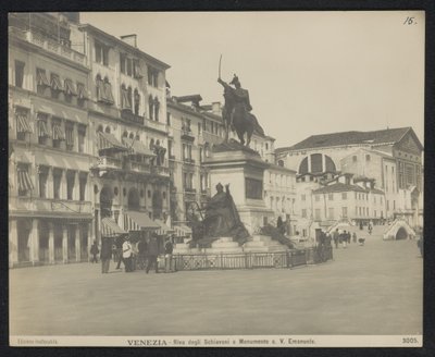 Riva degli Schiavoni in Venice, with an Equestrian Statue of Victor Emanuel II of Italy by Neue Photographische Gesellschaft