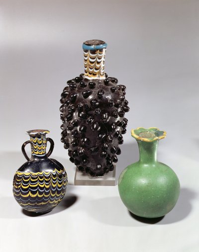 Egyptian Vases: Bunch of Grapes, Pomegranate and Wave Motif by New Kingdom Egyptian