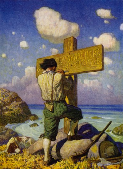 Illustration for Robinson Crusoe by Newell Convers (after) Wyeth