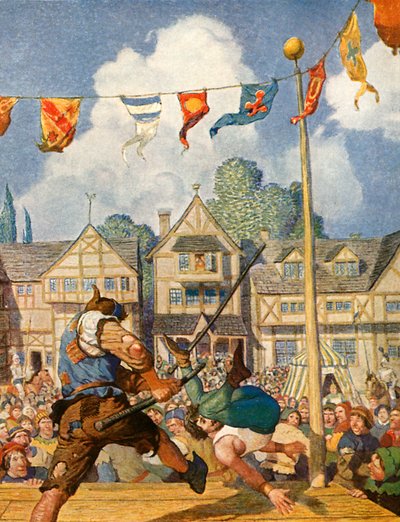 Little John Defeats Eric of Lincoln by Newell Convers Wyeth