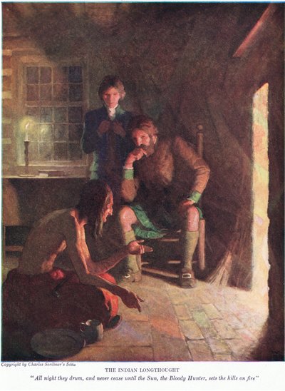 The Indian long thought! All night they drum, and never cease until sun, the bloody hunter, sets the hills on fire by Newell Convers Wyeth