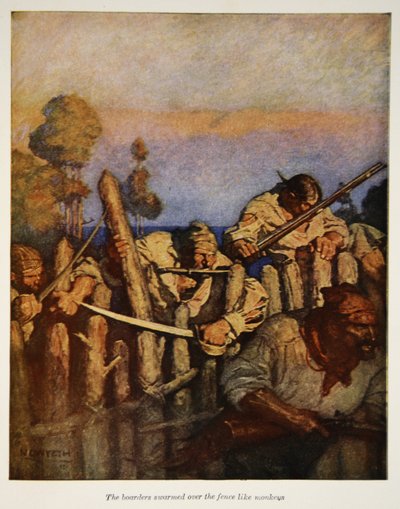 The Boarders Swarmed Over the Fence Like Monkeys, an Illustration from 
