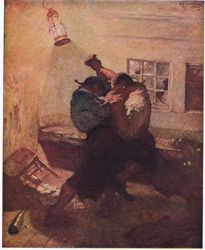 The fight in the cavern: It showed me Hands and his companion locked together in a deadly wrestle by Newell Convers Wyeth