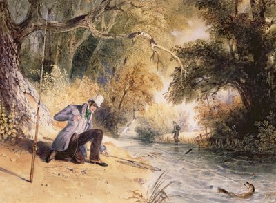 Pike Fishing, Landing a Jack by Newton Fielding