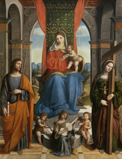 Madonna and Child with St. James of Galicia and St. Helena by Niccolo  Pisano