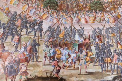 Detail of Fresco in the Hall of Battles of the 1431 Battle of La Higueruela by Niccolo Granello