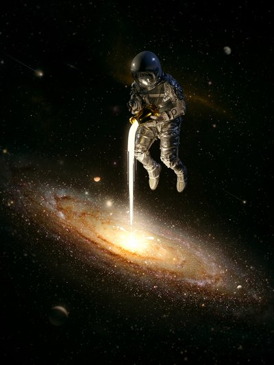 Astronaut Feeds Galaxy by Nicebleed