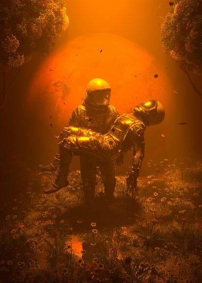 Golden Moon Astronauts by Nicebleed