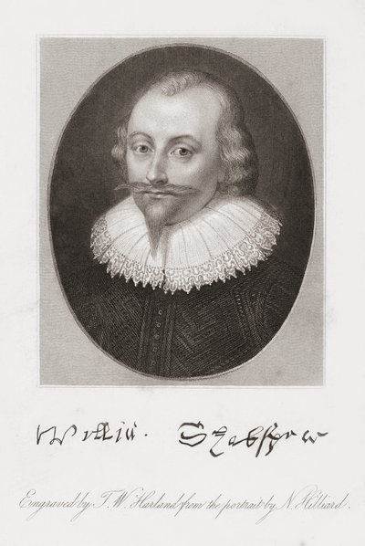 William Shakespeare. Portrait by Hilliard by Nicholas (after) Hilliard