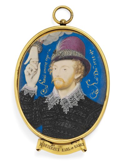 A Young Gentleman, Clasping a Hand from a Cloud by Nicholas (studio of) Hilliard