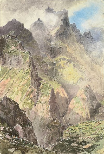 The Grande Curral, Madeira, with a Party of Tourists in the Foreground, the Pico Grande Beyond by Nicholas Chevalier