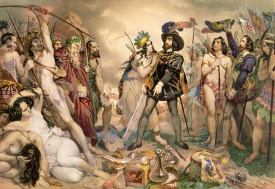 Conquest of Mexico: Hernando Cortes destroying his fleet at Vera Cruz, 1519 by Nicholas Eustache Maurin