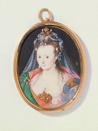 Miniature of Arabella Stuart, Duchess of Lennox, 1593 by Nicholas Hilliard