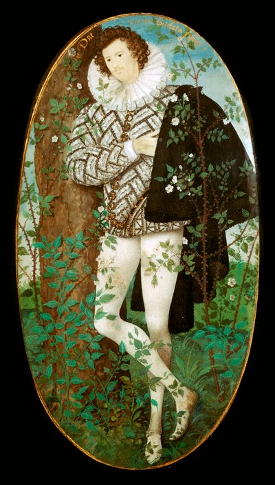 Miniature portrait of a young man, 16th century by Nicholas Hilliard