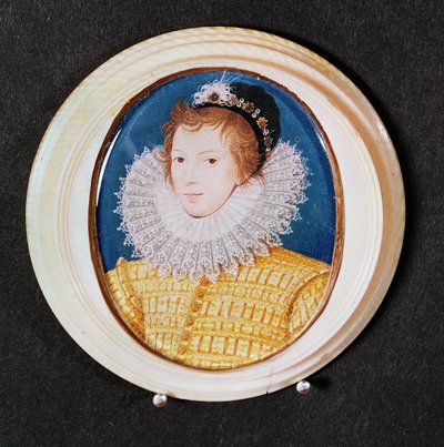 Portrait of a young man in a black cap and high ruff by Nicholas Hilliard