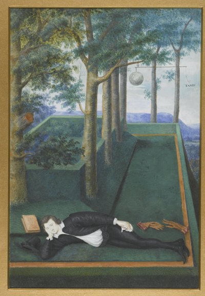 Portrait of a Reclining Nobleman in a Grown Garden; Portrait of Henry Percy, 9th Earl of Northumberland by Nicholas Hilliard
