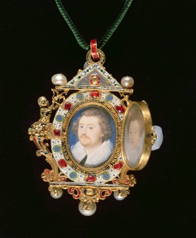 The Gresley Jewel, with miniature portraits of Sir Thomas Gresley and his bride Catherine Walsingham by Nicholas Hilliard