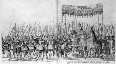 The Entry of Pope Clement VII and Emperor Charles V into Bologna on 24 February 1530, plate 27 by Nicholas Hogenberg