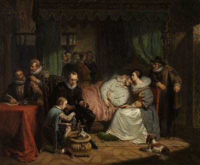 Prince William I nursed by his Wife Charlotte de Bourbon after the Abortive Attempt on his Life by Jean Jaurequi in Antwerp in 1582 by Nicholas Pieneman
