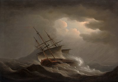A Frigate Heeling in an Offshore Gale by Nicholas Pocock