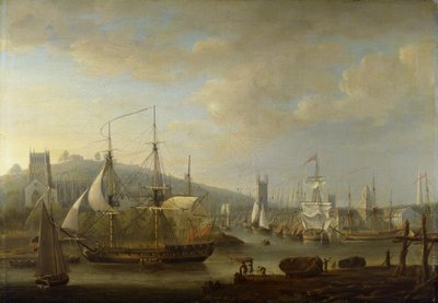 View of Bristol Harbour showing the Cathedral by Nicholas Pocock