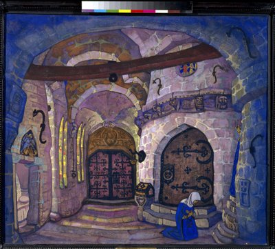 In the Monastery. Set Design for the Opera Sister Beatrice by A. Davydov. by Nicholas Roerich