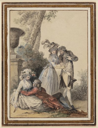 Two Gallant Couples in a Garden, One Lying, the Other Standing by Niclas Lavreince