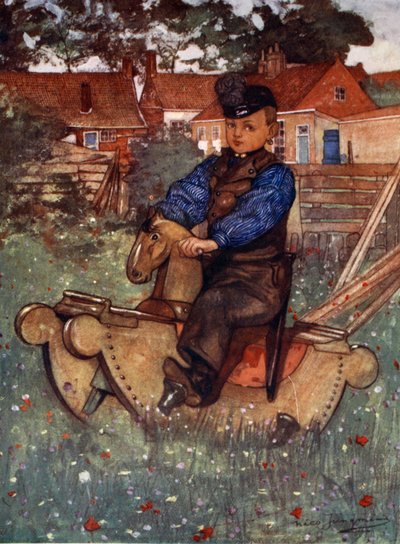 A Boy of Veere Astride a Rocking Horse, 1904 by Nico Jungman