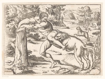 Milo of Croton Attacked by a Lion by Nicolò Boldrini (attributed to)