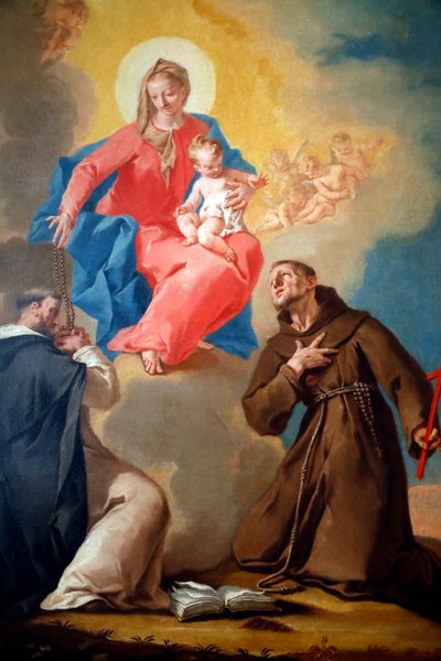 Our Lady of the Rosary with St Dominic and St Francis of Assisi by Nicolò Grassi