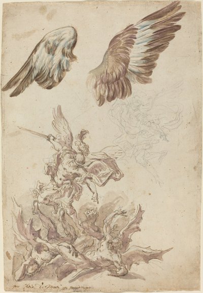 Studies for Saint Michael Defeating the Rebel Angels by Nicolò Ricciolini