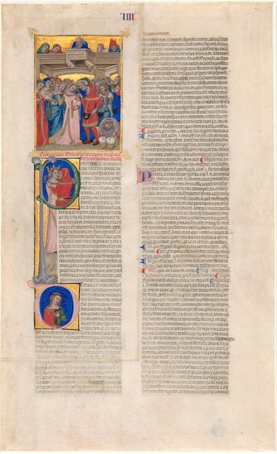 The Marriage; the Kiss of the Bride (initial P); the Bride Abandoned (initial D) by Nicolò da Bologna