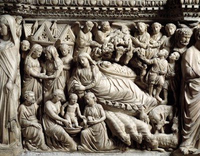 Gothic Art and Architecture: Visitation and Nativity (detail) by Nicola Pisano