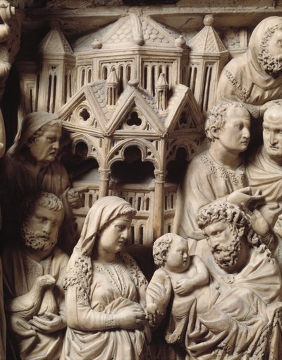 The Presentation at the Temple and Flight into Egypt (Detail) by Nicola Pisano