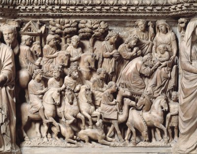 The Travel and Adoration of the Magi (detail) by Nicola Pisano