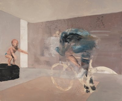 Child with cyclist by Nicola Pucci