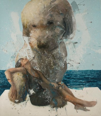 Woman with dog and sea by Nicola Pucci